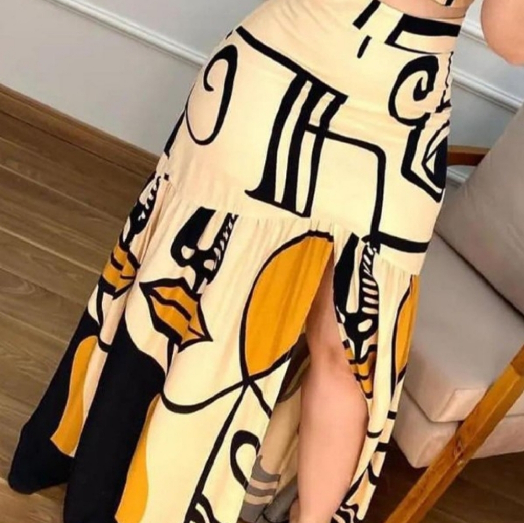 Abstract Skirt Set